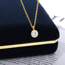 CZ Zircon Pendant Necklace Round Crystal Choker Necklaces For Women Stainless Steel Collar Chain Vintage Jewelry Gifts 2024 - buy cheap