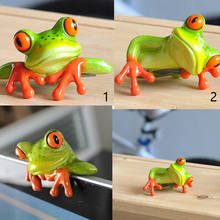 Estatuilla de ranas de resina 3D, miniaturas de animales bonitos, artesanía, adorno de jardín de hadas para el hogar, regalos de decoración 2024 - compra barato