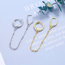 Brincos pendurados dourados e prateados, brincos tipo ear cuff com corrente longa, presente, joia coreana, dourada e prateada, novo design, 2020 2024 - compre barato