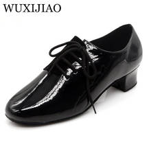 Wuxijiao preto branco vermelho sapatos de dança latina moderna sapatos de dança interior macio outsole ballroom sapatos 4cm 2cm baixo hee 2024 - compre barato