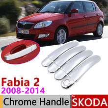 for Skoda Fabia 2 MK2 5J Hatch Wagon Comib 2008~2014 Chrome Door Handle Cover Car Accessories Stickers Trim Set 2010 2011 2013 2024 - buy cheap