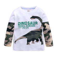 Elvesnest crianças meninos camiseta dos desenhos animados dinossauro menino t camisa de algodão manga longa crianças menino topos t roupas para crianças 2-7 anos 2024 - compre barato