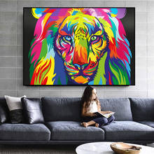 Imagens de animais coloridos de tamanho grande, imagens de leões, pintura a óleo, poster moderno, arte da parede, decoração para sala de estar, casa 2024 - compre barato