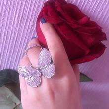 Anillo de circonia cúbica con incrustaciones para mujer, joya de aleación de mariposa movible, joyería de dedo abierta, accesorios para mujer 2024 - compra barato