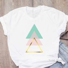 Tshirt Women'S Clothing Pink Golden Beautiful Geometry Print T-Shirt Femme Aesthetic Art Clothes Harajuku T Shirt Tops 2024 - buy cheap