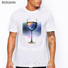 Mens tshirts summer top creative Red wine glass printed funny t shirt men white t-shirt man camisetas hombre cool tumblr clothes 2024 - buy cheap