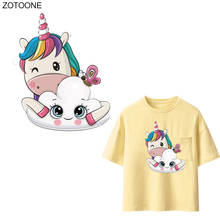 ZOTOONE Cartoon Unicorn Patches Cute Animal Sticker for Kids Iron on Transfers for Clothes T-shirt DIY Heat Transfer Appliques G 2024 - buy cheap