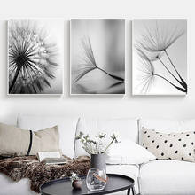 Preto e branco dandelion flores arte impressão em tela pintura moderna imagem da parede nordic sala de estar decoração para casa cartaz 2024 - compre barato