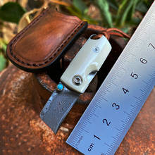 Mini cuchillo de bolsillo plegable con funda, cuchillo táctico de acero de Damasco, para el pulgar con tuerca, llavero Kwaii EDC, para hombres o mujeres 2024 - compra barato