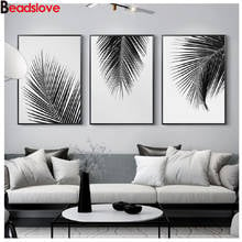 5d diy painting Nordic Minimalist Black and White Leaves art full square round drill diamond painting mosaic embroidery 3 pcs 2024 - buy cheap