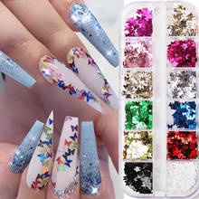 12 Grids/Set Colorful Nail Glitter Paillette Butterfly Nail Sequins Tips Nails Nail Art Decoration Sparkling Manicure Decor 2024 - buy cheap