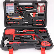 Kit de reparo doméstico em geral com caixa de plástico, ferramentas manuais, alicate de medida, chave de fenda, faca, martelo 2024 - compre barato
