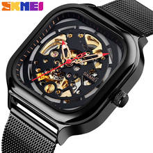 SKMEI-reloj mecánico automático para hombre, cronógrafo dorado, transparente, de acero inoxidable, color negro, 2019 2024 - compra barato