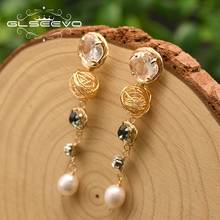 GLSEEVO-pendientes colgantes de perlas barrocas de agua dulce Natural, joyería alta hecha a mano, Estilo Vintage, GE0868 2024 - compra barato