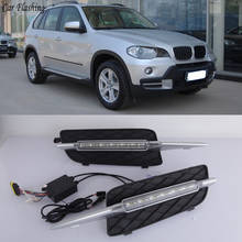 Intermitente para coche 1 par DRL para BMW X5 E70 2007, 2008, 2009, 2010 luces de circulación diurna luz auto LED niebla linterna para cabeza cubierta 2024 - compra barato