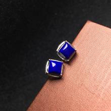 Vintage silver 4mm * 6mm natural Afghan lapis lazuli earring solid 925 silver lapis lazuli birthday gift 2024 - buy cheap