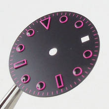 28.5mm estéril preto dial rosa marcas caber miyota 8215 821a movimento 2024 - compre barato