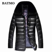 Мужская куртка из натуральной кожи Batmo, Коричневое Пальто с воротником из 2022 белого утиного пуха и лисьего меха, зима 90% 2024 - купить недорого