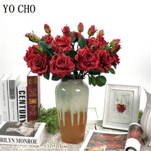 Rosas artificiales de látex de 2 cabezas, flores artificiales de seda, decoración de sala de dibujo, rosas rojas, decoración de boda y hogar 2024 - compra barato