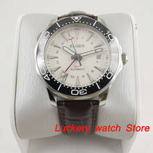 Bliger-Reloj de lujo de 41mm para hombre, esfera blanca, cristal luminoso saphire, correa de cuero, GMT, Watches-BA194 mecánico automático 2024 - compra barato