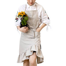 Avental de jardim com babado de linho e algodão, avental de limpeza em cor sólida, sem mangas, acessórios para cozinhar, para homens, mulheres 2024 - compre barato