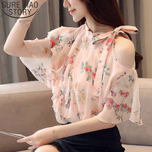 2022 Summer New Off-Shoulder Flounced Loose-Fit Women Tops Short Sleeve Floral Chiffon Blouse Women Blusas Mujer De Moda 8673 50 2024 - buy cheap