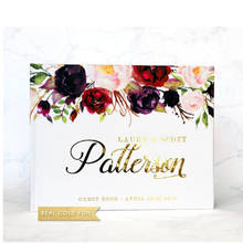 custom Gold Foil floral watercolor Wedding Guestbook flower bridal shower guest sign in book engagement horizontal photo booth 2024 - buy cheap