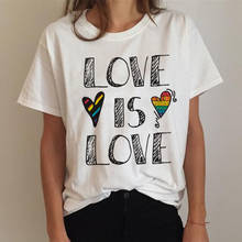 Camiseta Lgbt Harajuku para mujer, camisa del orgullo Gay, arcoíris, Ullzang, lesbiana, estampada de los 90, Love Is Love, divertida, Top para mujer 2024 - compra barato