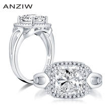 ANZIW 925 Sterling Silver 4.0 CT Cushion Cut Halo Rings Engagement Simulated Diamond Women Wedding Silver Hallow Rings Gifts 2024 - buy cheap