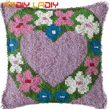 Latch Hook Kits Make Your Own Cushion Love Flowers Crocheting Pillow Case Set DIY Latch Hook Cushion Cover Yarn Hobby & Crafts 2024 - buy cheap