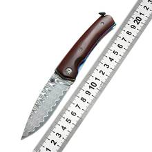 Damascus Blade Wooden Handle Folding Fruit Knife EDC Utility Knife Outdoor Bushcraft Knives Survival Multi-Purpose Fishing Gift 2024 - buy cheap