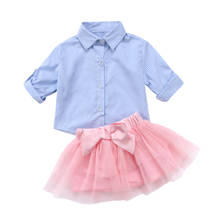 Toddler Baby Gilrs Clothes 2PCS Baby Girls Clothing Sets Plaid Long Sleeve Blouses Pink Lace Skirts Baby Dress Fits 1-5Y Summer 2024 - buy cheap