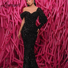 Black Mermaid Sequins Evening Dresses 2020 Dubai Kaftan Runway Dresses Celebrity Prom Gowns For Wedding Party Robe De Soiree 2024 - buy cheap
