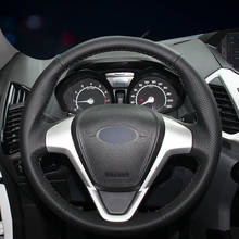 Cubierta de cuero Artificial para volante de coche, protector negro para Ford Fiesta Ecosport B-MAX Ka(Ka +) Tourneo Courier Transit Courier 2024 - compra barato