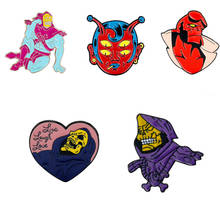 dongsheng jewelry He-Man Skeletor Live Laugh Love Enamel Pin Goth Heart Skeleton Skull Brooches Badge Lapel Pins Halloween Gifts 2024 - buy cheap
