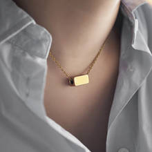 Corrente rolo link de aço inoxidável 2mm cor dourada, colar personalizado de cubo para mulheres 18 polegadas ldn199 2024 - compre barato