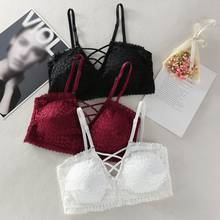 Mulher laço branco bralette sutiã sem fio cruz beleza voltar sutiã laço bordado tubo topo 2024 - compre barato