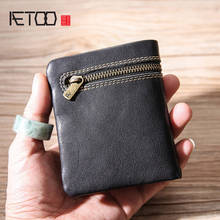 AETOO Leather men's short wallet, soft leather trendy fashion card holder, cowhide handmade men's wallet 2024 - buy cheap