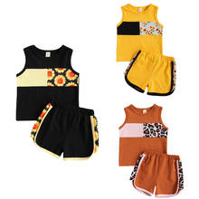 FOCUSNORM 3 Colors Infant Baby Girls Boys Clothes Sets Sunflowers Patchwork Sleeveless Vest Tops Shorts 1-5Y 2024 - buy cheap