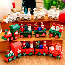 4 Knots Christmas Train Painted Wooden Christmas Decoration for Home with Santa Kids Toys Ornament Navidad 2020 New Year Gift 2024 - buy cheap