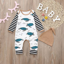 Newborn Infant romper Baby Boy Girl Long Sleeve baby Tortoise Striped Romper Jumpsuit Hat Clothes Set winter 2020 baby onesie 2024 - buy cheap