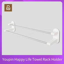 Youpin Happy Life Towel Rack Holder 2 Bars Towel Hanging WHITE 3M Tape Double Rod Storage Bathroom Product Towel 2024 - buy cheap