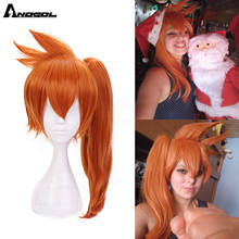 Anogol-Peluca de My Hero Academy Itsuka Kendo, pelo largo y liso, cola de caballo, naranja, Cosplay, para fiesta de Halloween de rol 2024 - compra barato