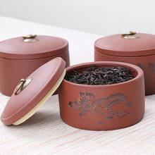 Yixing-Jarra de almacenamiento para té de arcilla púrpura, accesorio Vintage pintado a mano, sello Caddy, lata de té, granos de café, decoración de latas 2024 - compra barato
