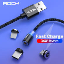 ROCK Магнитный Micro USB кабель для iPhone Samsung Android мобильный телефон Быстрая зарядка USB Type C кабель магнит зарядное устройство провод шнур 2024 - купить недорого