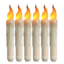 Paquete de 6 velas cónicas LED sin llama amarillas con temporizador, 6 horas de encendido, candelabros decorativos de 6,6 pulgadas de largo falso alimentados por batería 2024 - compra barato