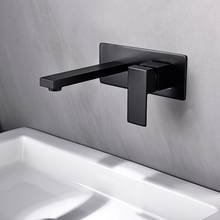 Wall Mounted Bathroom Washbasin Faucet Black And Chrome Brass Square Bath Cold And Hot Water Mixer Taps 2024 - buy cheap