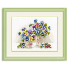 MT B1509 pansy vase flowerprecise printing cross stitch embroidery kits Top Quality Lovely Hot Sell Counted Cross Stitch Kit 2024 - buy cheap