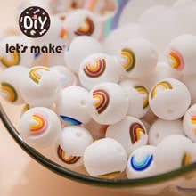 Let's Make Silicone Beads Baby Teething Rainbow DIY Pacifier Chain Bracelet Nursing Jewelry Silicona Bead Teething Infant Toys 2024 - buy cheap