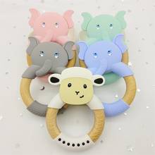 1Pc Baby Wooden Teether Animal Ring Silicone Rodent Beech  Ring elephant  Ear Pacifier Pendant Nurse Accessories Gift For Kid 2024 - buy cheap